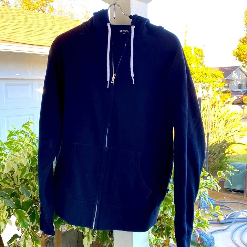 RSQ BOY’S NAVY BLUE ZIP UP FLEECE HOODIE Size SMALL EUC